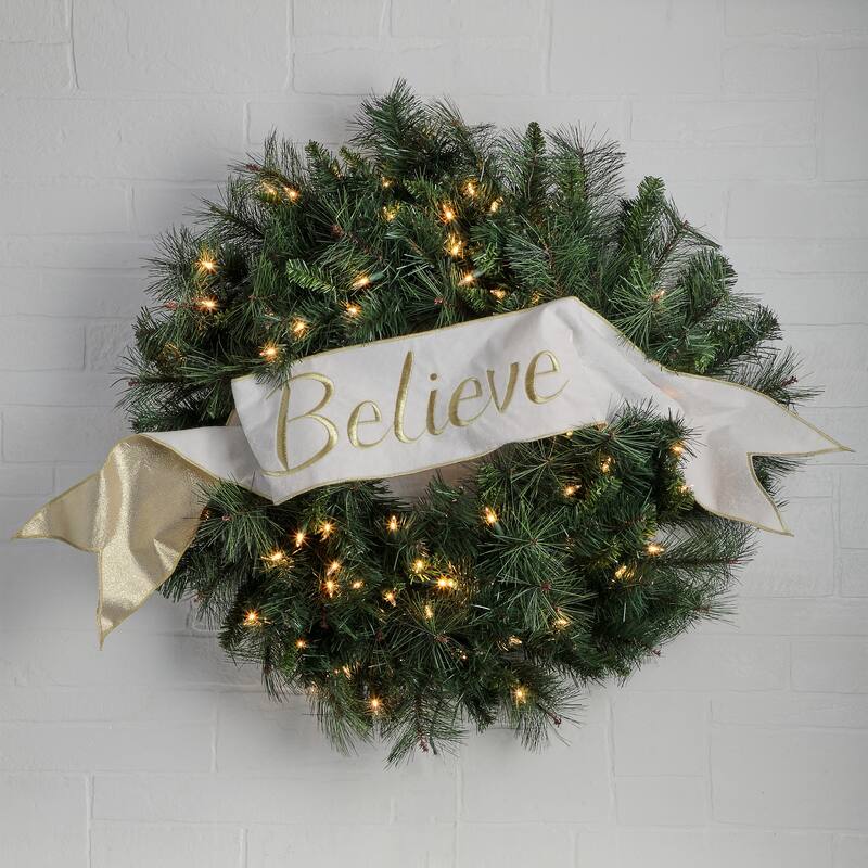 6"X44" Velvet "Believe" Banner
