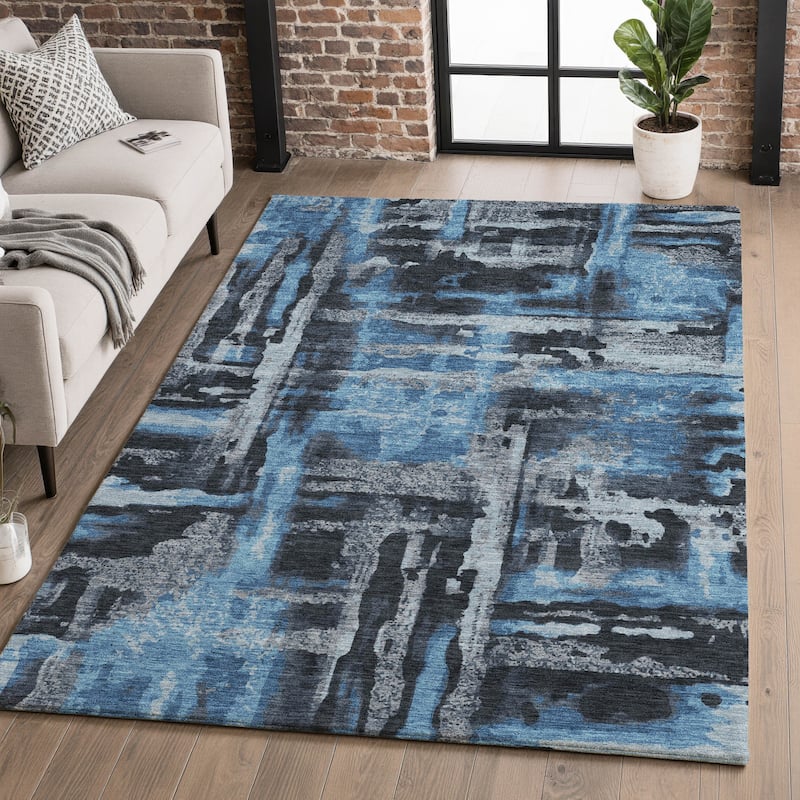 Premium Washable Super Soft Modern Glam Mayfield Rug - Black - 9' x 12'