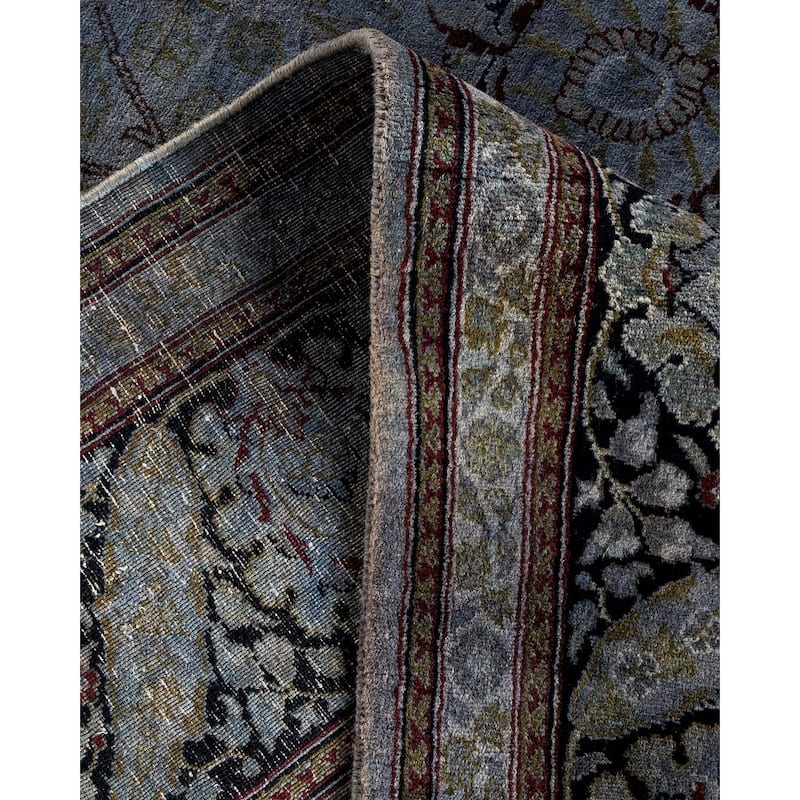 Overton Hand Knotted Wool Vintage Inspired Modern Contemporary Overdyed Gray Area Rug - 6' 4" x 9' 7"
