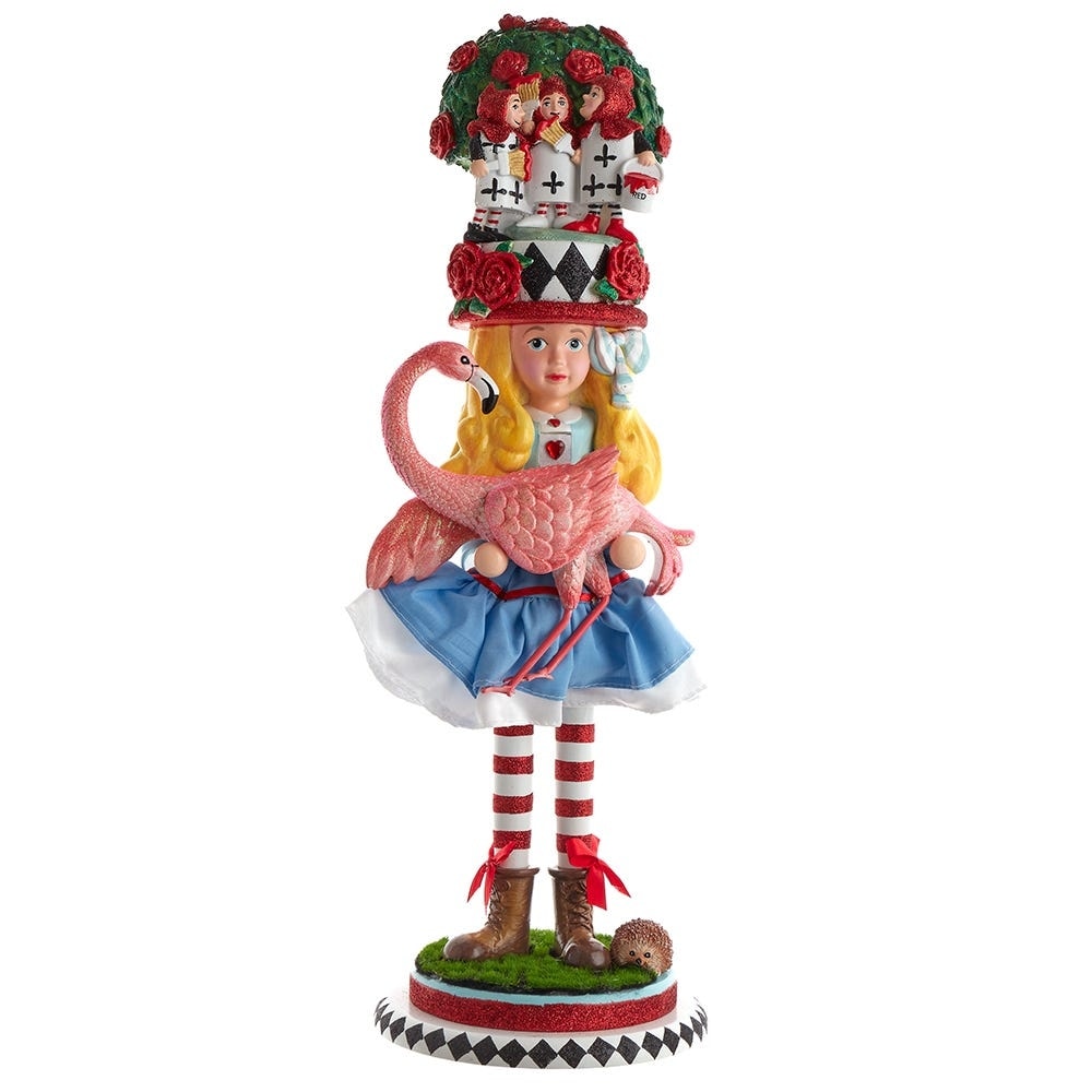 Kurt Adler 19-Inch Hollywood Alice with Flamingo Nutcracker - Multicolored