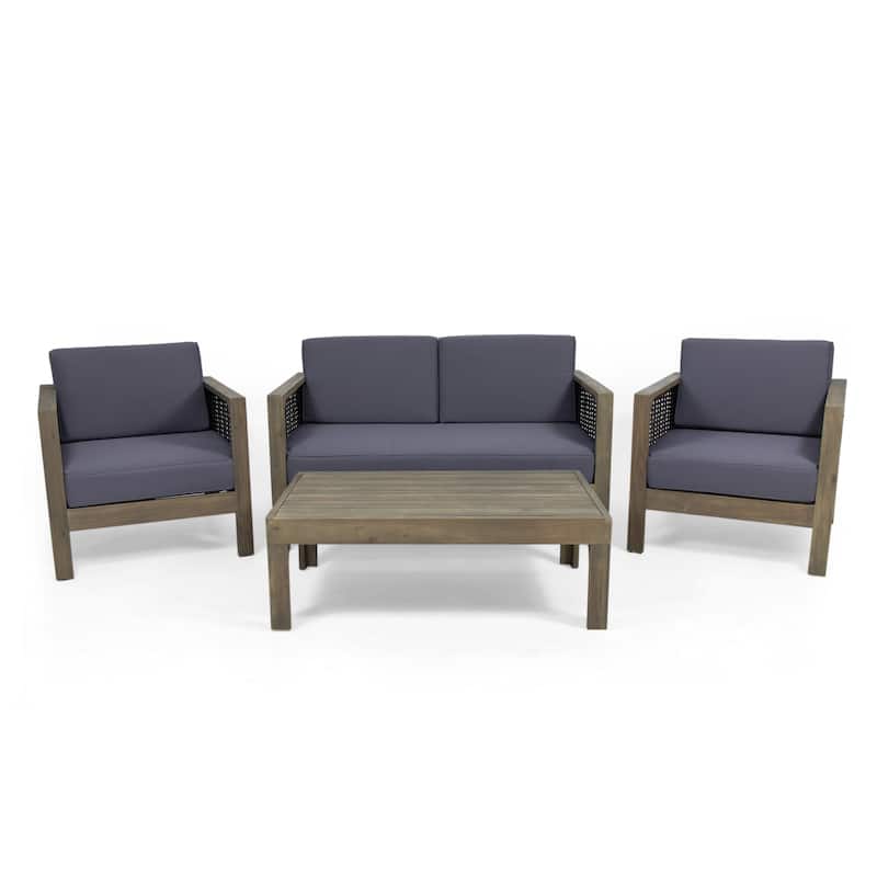 Linwood 4-piece Acacia Wood Patio Chat Set by Christopher Knight Home