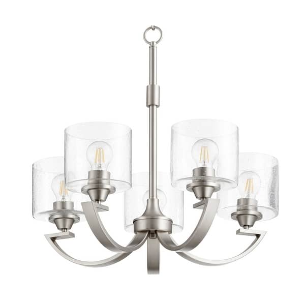 slide 2 of 3, Quorum International Dakota 5 Light 24" Wide Chandelier Satin Nickel