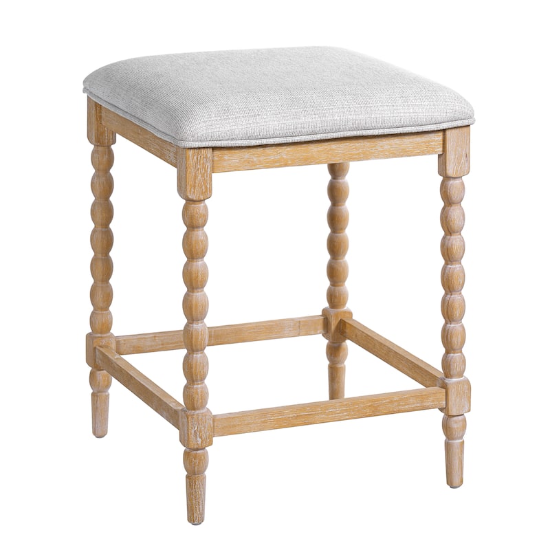 Christopher Knight Home - Valcour Acacia Wood Backless Counter Stools with Upholstered Seat