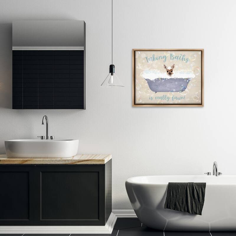 Stupell Taking Baths Is Fawn Framed Floater Canvas Wall Art Design By Susan Arnot