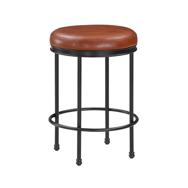 Faux Leather Backless Counter Height Stool