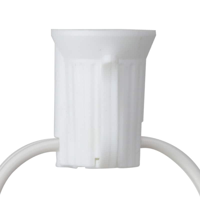Commercial Grade C9 Christmas Light Socket Set - 100' White Wire - 18 Gauge