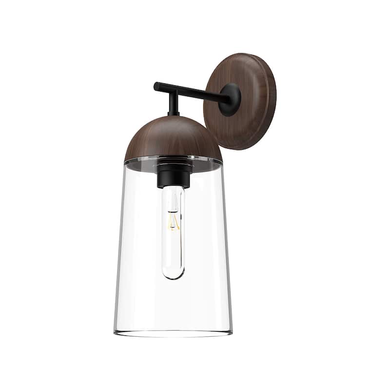 Alora Lighting WV542007 Emil 15" Tall Wall Sconce - Matte Black / Walnut