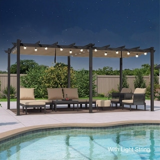 PURPLE LEAF Gazebo Outdoor Retractable Modern Large Size Pergola w Lights