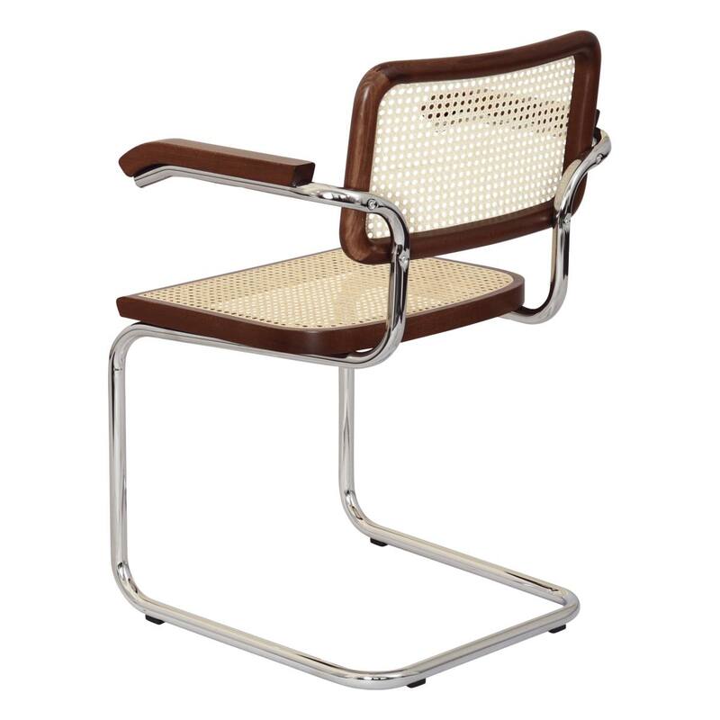 Breuer Chair Company Marcel Breuer Cesca Cane Cantilever Armchair Arm Chair w/ Chrome Steel Frame (Various Wood & Cane Colors)