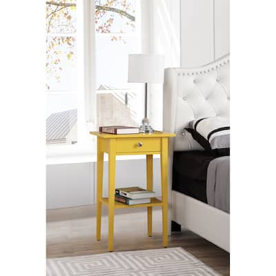 Yellow Nightstand 28x18x14 Vibrant Bedside Table with Cheerful Finish, Sleek Lines, Storage Drawer and Easy Assembly