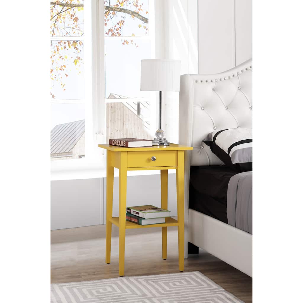 Yellow Nightstand 28x18x14 Vibrant Bedside Table with Cheerful Finish, Sleek Lines, Storage Drawer and Easy Assembly