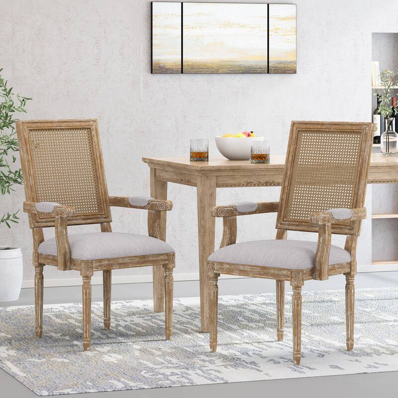 Roomfitters French Country Dining Chairs with Cane Back and Fluted Legs, Set of 2