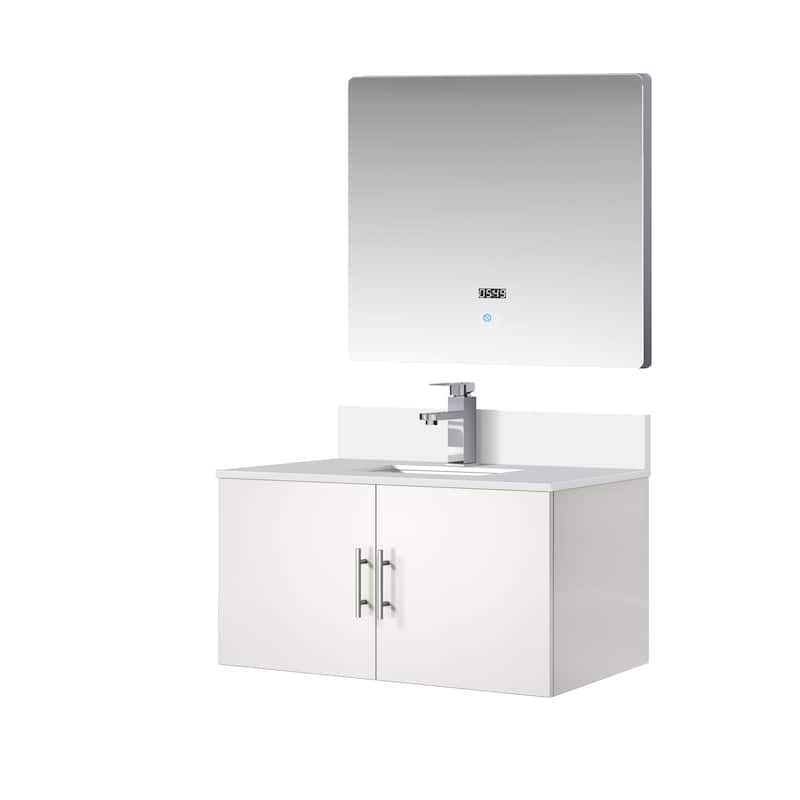 Geneva Bath Vanity with Cultured Marble Top, Sink, Faucet & Mirror