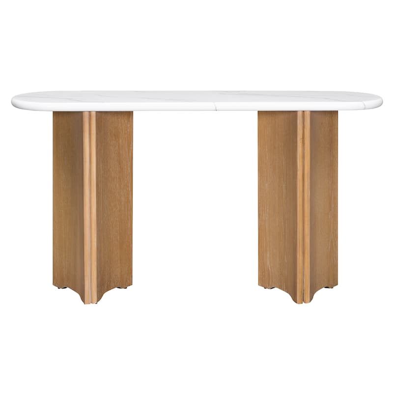 Console Table, Entryway Table with Oval Faux Marble Top