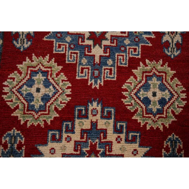 Red Kazak Runner Rug Handmade Wool Carpet - 2'6" x 16'3"