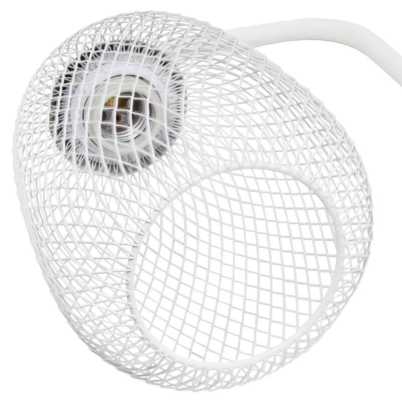 Industrial Mesh Wire Desk Lamp with Wire Shade - 19" - Matte White