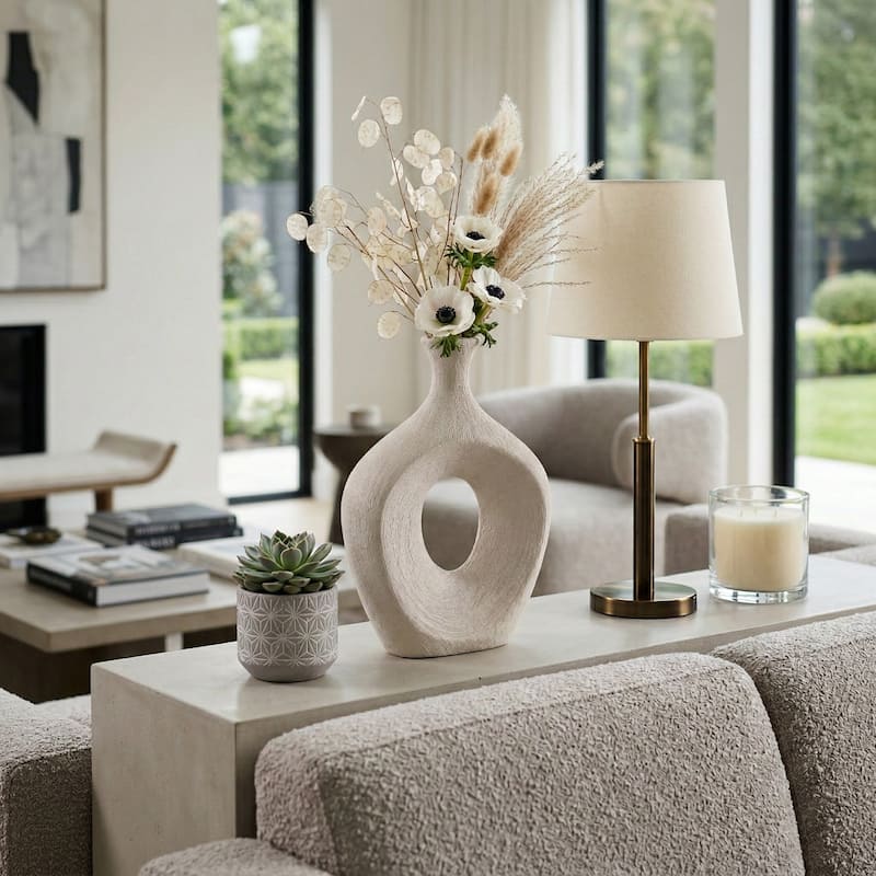 Modern Oval Ceramic Table Vase Cut-Out Design