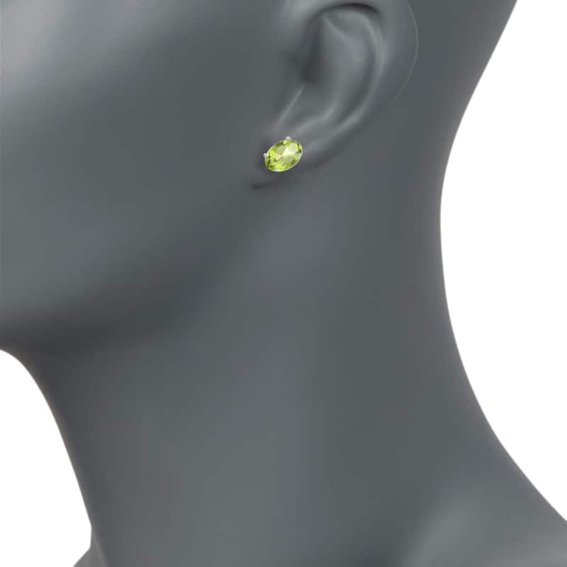 Sterling Silver 8x6 Oval Genuine Gemstone Birthstone Stud Earrings