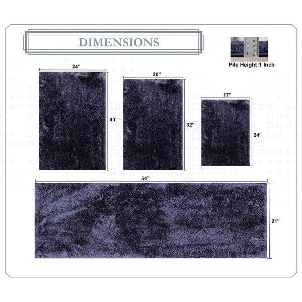 dimension image slide 11 of 28, Luxury Plush Bathroom Rug Set - Quick-Dry, Soft Microfiber, Non-Slip, Absorbent & Washable Bath Mats