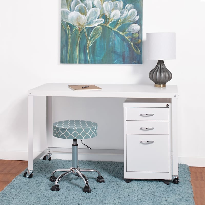 Space Solutions 48-inch Wide Mobile Metal Desk, White