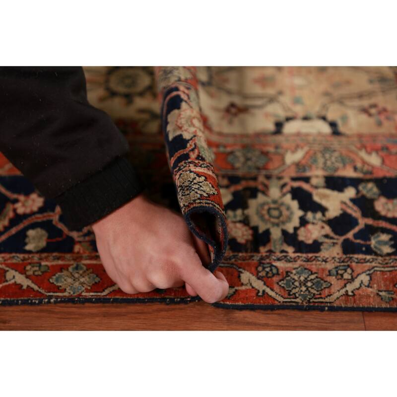Pre-1900 Antique Vegetable Dye Sarouk Farahan Persian Handmade Carpet - 4'2"x 6'10"