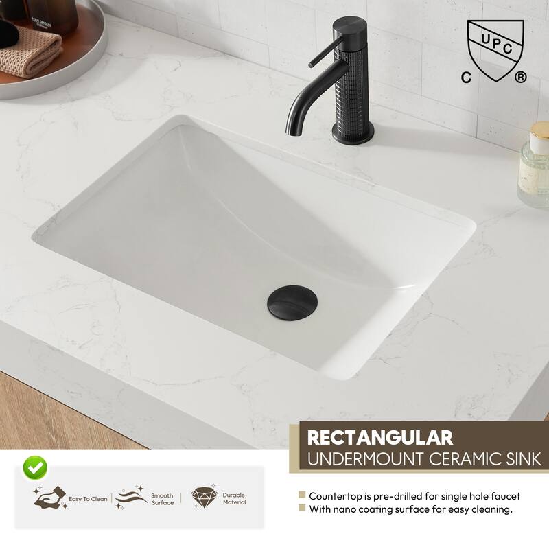 Alistair 60" Double Vanity with White Grain Stone Top without Mirror