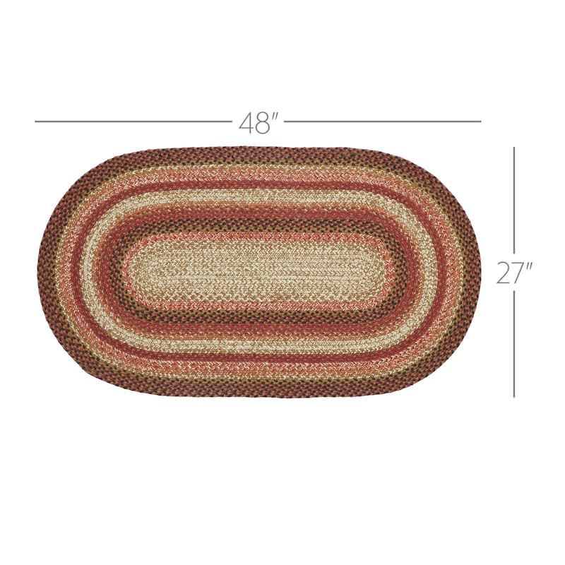 Ginger Spice Jute Rug Oval w/ Pad 27x48 - 27" x 48" Oval