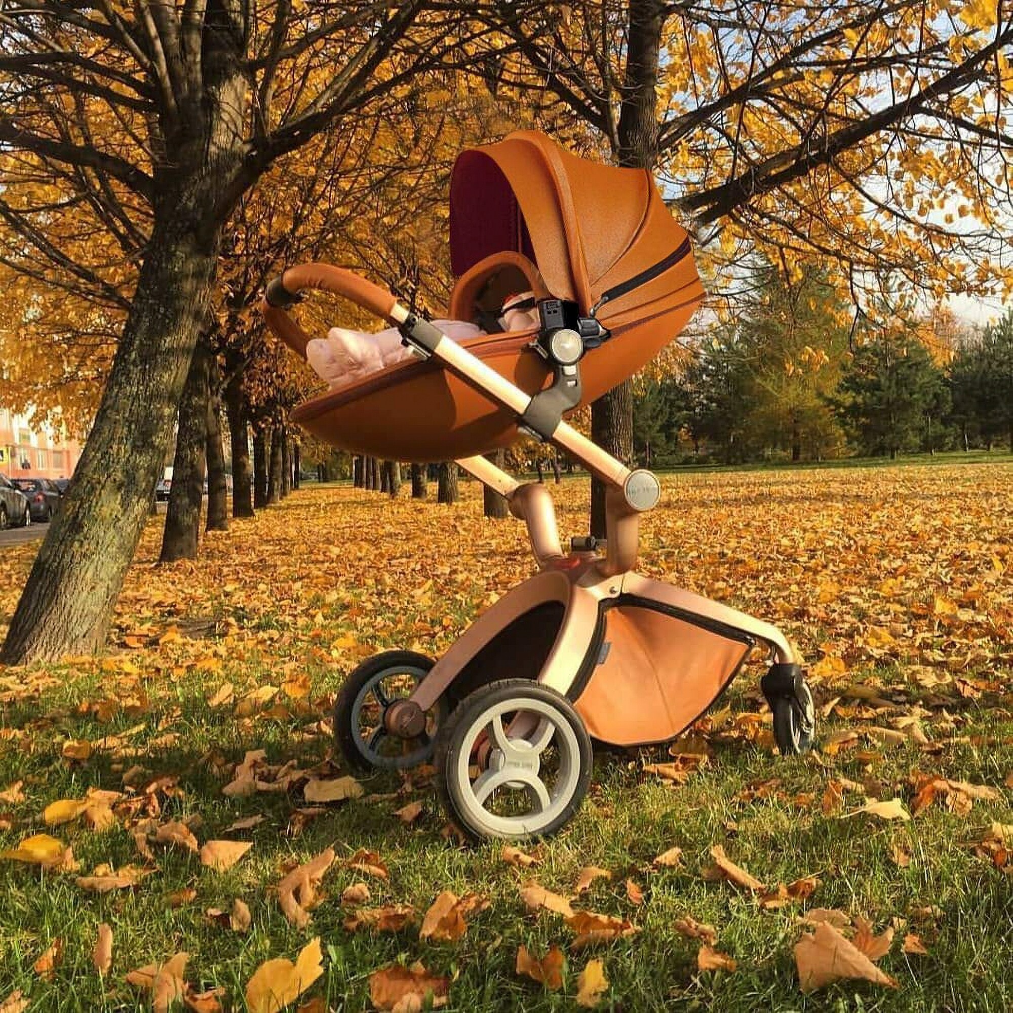 Hot Mom 360 Degree Rotating Baby Carriage High Landscape Pram Stroller,  Brown - 40