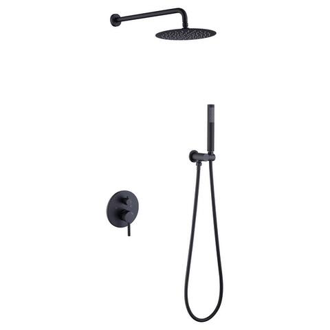 Shower System Shower Faucet Combo Set Wall Mounted with 10" Rainfall Shower Head and handheld shower faucet, Matte Black Finish