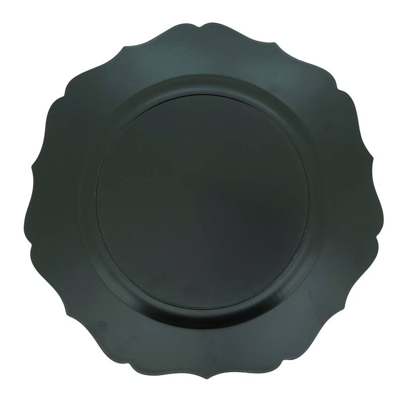 Scalloped Decorative Charger Plates (Set of 4) - Round Textured Table Chargers for Dining & Entertaining, 13"