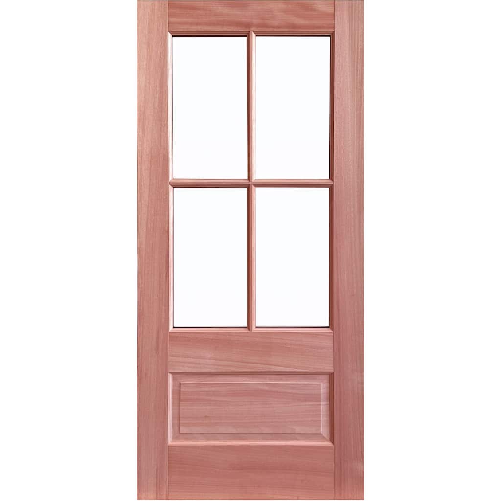 Solid Mahogany 4-Lite Entry Door with Low-E Glass