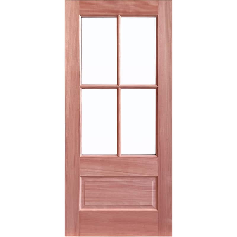 Solid Mahogany 4-Lite Entry Door with Low-E Glass