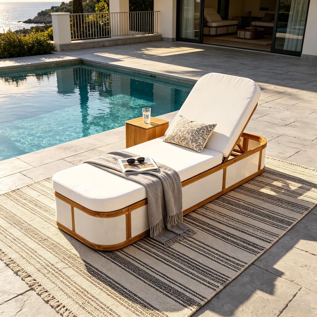 Christopher Knight Home - Kori Outdoor Patio Cushion, 2-Fold Water-Resistant Chaise Lounge Thick Foam & Securing Built-In Ties