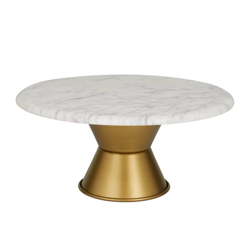 CosmoLiving by Cosmopolitan White or Gray Ceramic Cake Stand with Gold Base