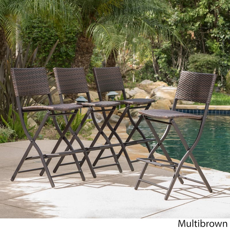 Margarita Outdoor Wicker Bar Stool (Set of 4) by Christopher Knight Home - Brown