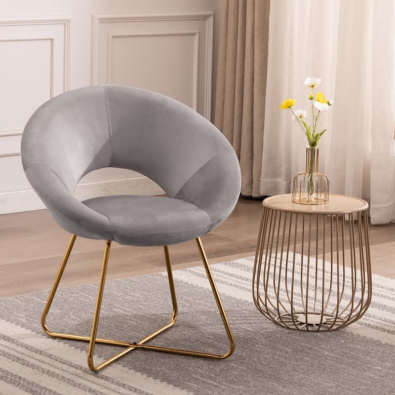 Porthos Home Reine Leisure Accent Chair, Velvet Upholstery, Gold Legs