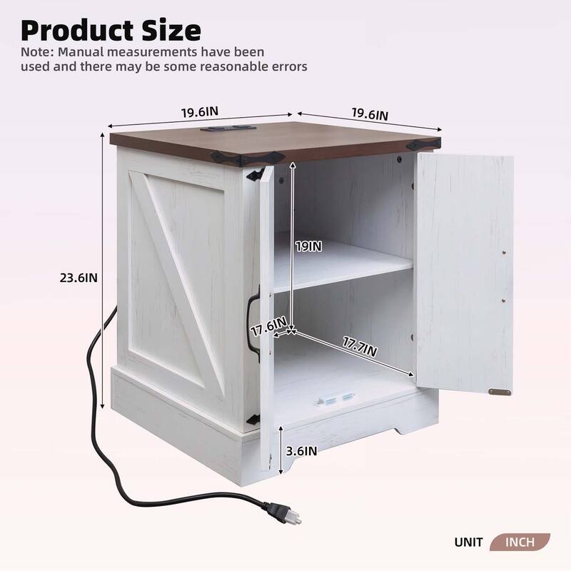 Farmhouse End Table with Charging Station