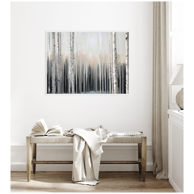 Kate and Laurel Sylvie Birch Tree Glow Framed Canvas by Mary Sparrow