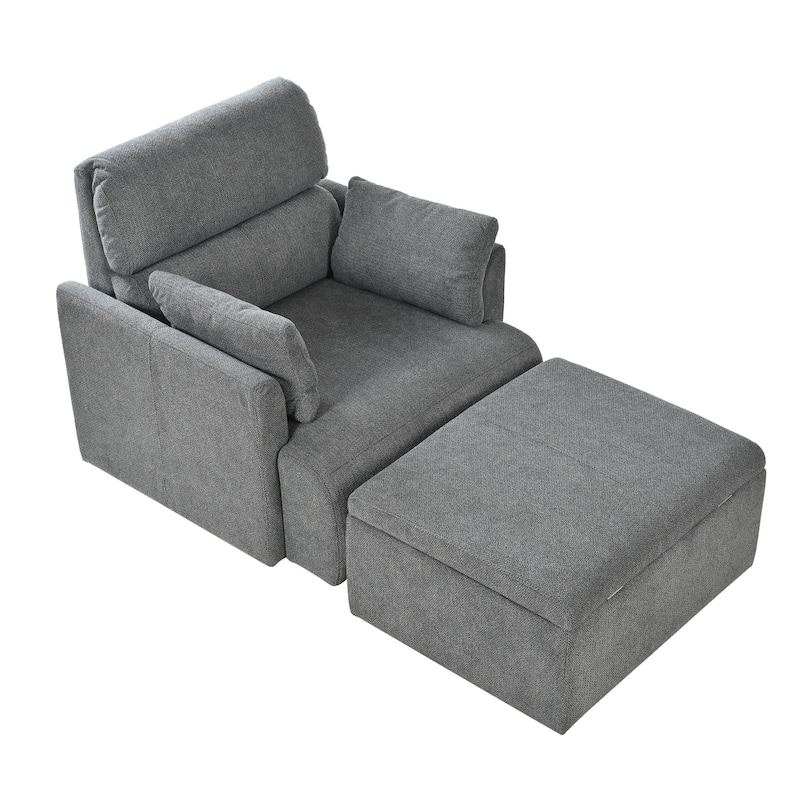 Oversized Chair W/Storage Ottoman, Wide Accent Armchair Chair For Living Room, Modern Lounge Chair,Deep Seat Sofa Couch