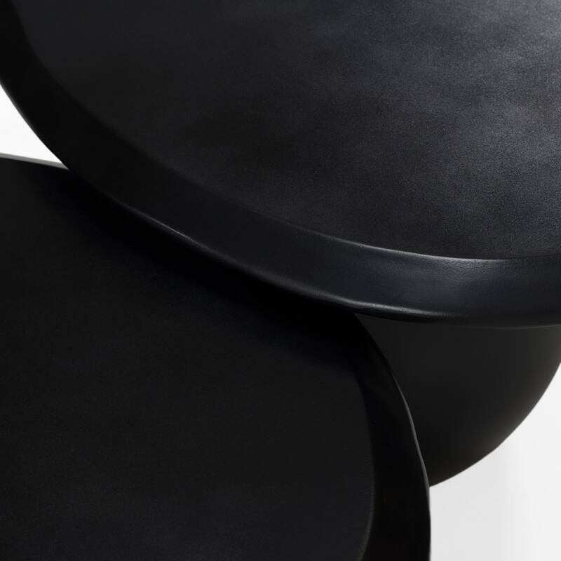 Kalvin Modern Black Concrete Nesting Coffee Table Set