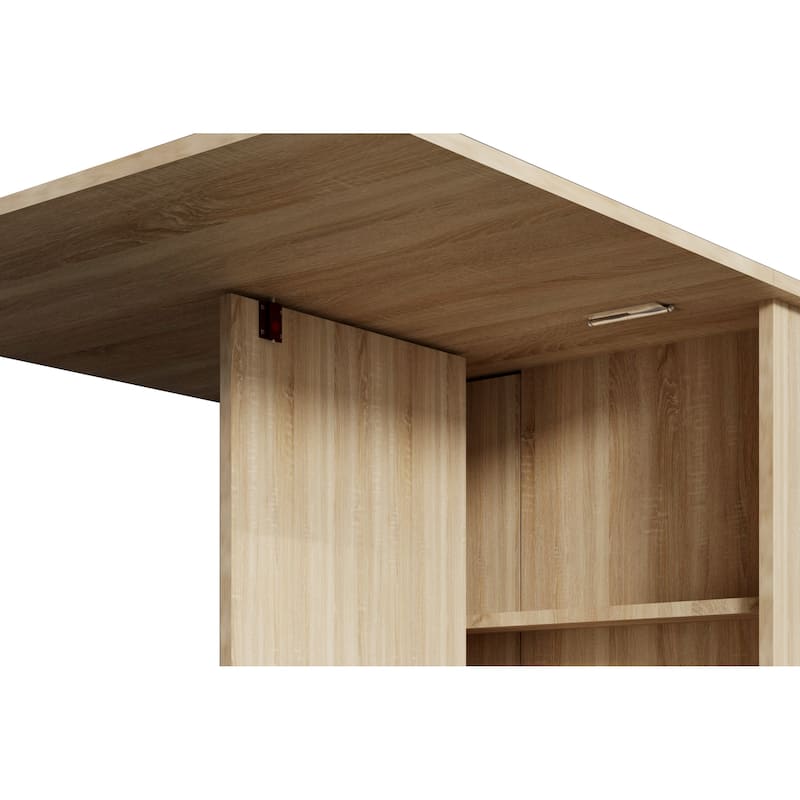 Anmytek Small Space Folding Dining Table with Storage on Wheels Compact Kitchen Table