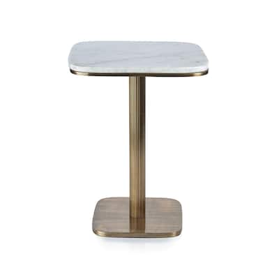 Bitonto Marble on Antique Brass Side Table