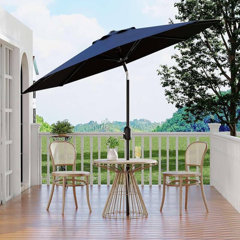 10FT Outdoor Table Patio Umbrella with Crank Lift & Push Button Tilt for Pool, Deck, Yard, Garden - Navy Blue
