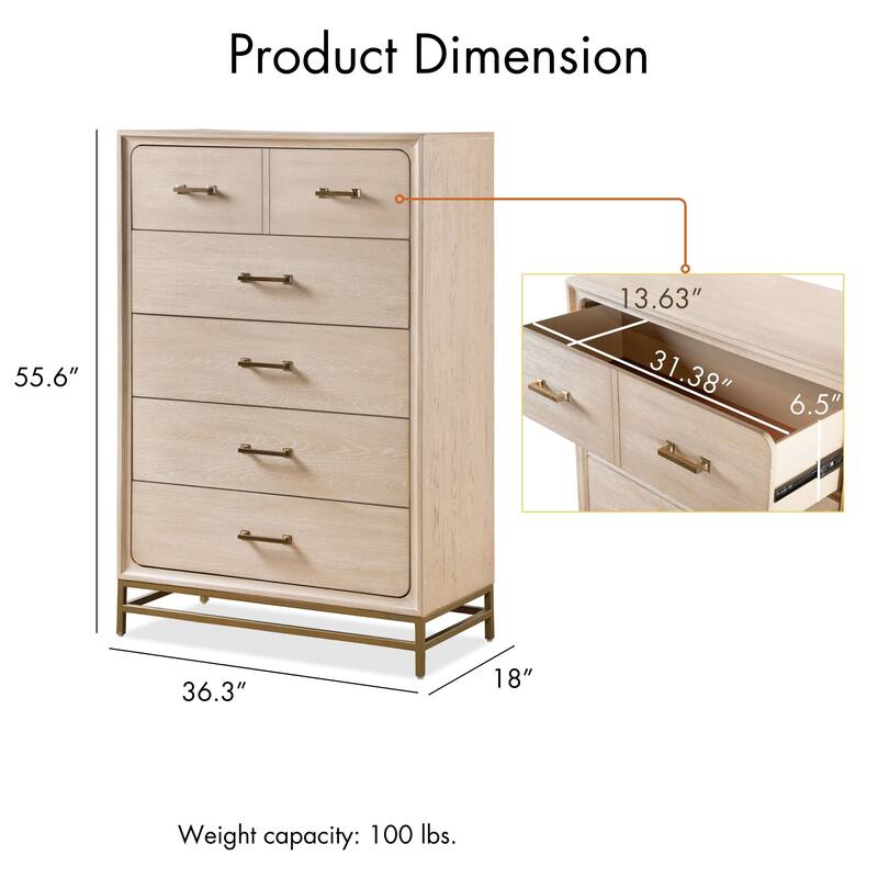 Furniture of America Drayden Modern Light Oak Solid Wood 6-Piece Bedroom Set