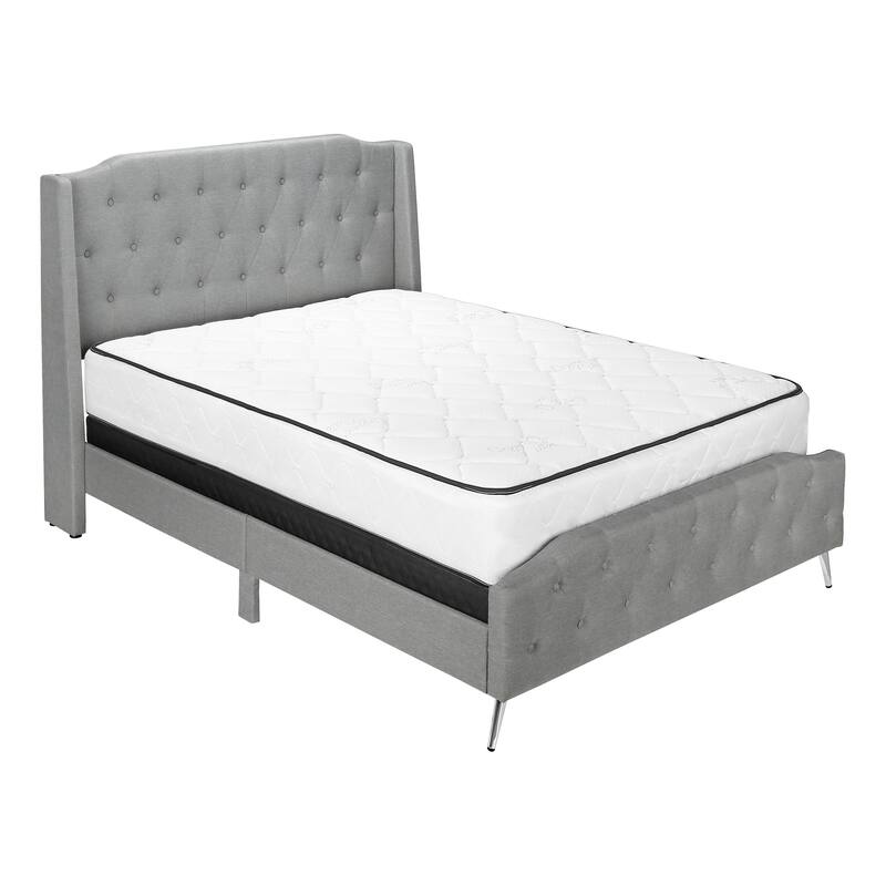 Brushed Gray Queen Bed Set with 2 Nightstands, Integrated Headboard Lights, and Modern Elegant Design