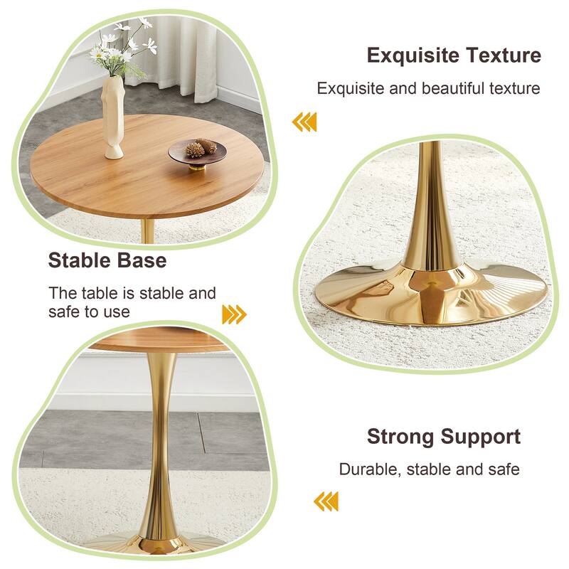 Round Thickened Table Top Coffee Table, Metal Pedestal Side Table Modern Bistro Table