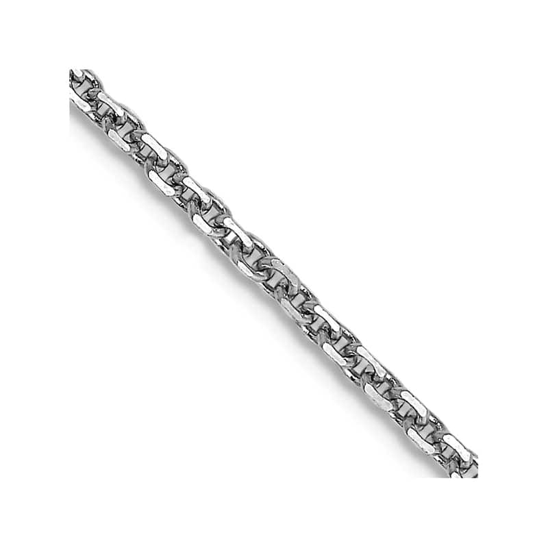 Curata 14k White Gold Solid 1.3mm Diamond-cut Cable Chain Necklace (Lobster) Options 16 18 20 24