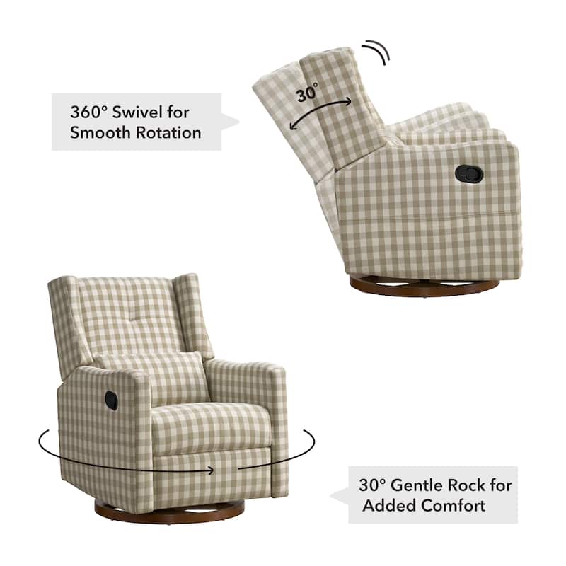 Lincoln Manual Swivel Glider Recliner with Lumbar Pillow