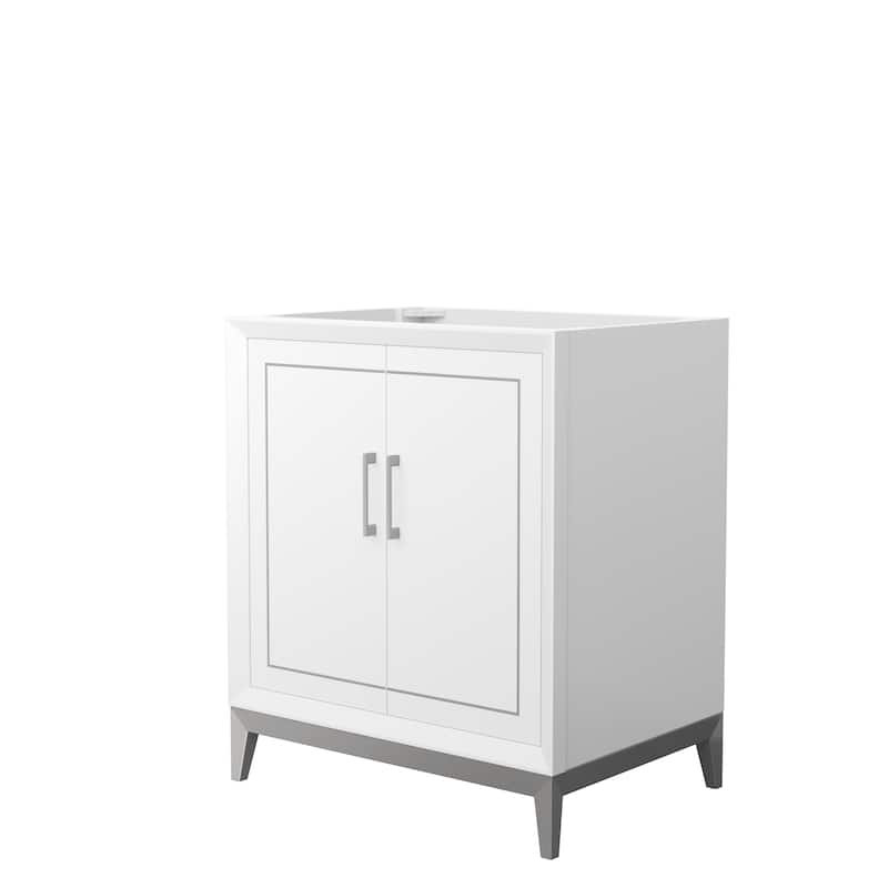Marlena 30-Inch Single Vanity Cabinet - White, Brushed Nickel Trim, No Top