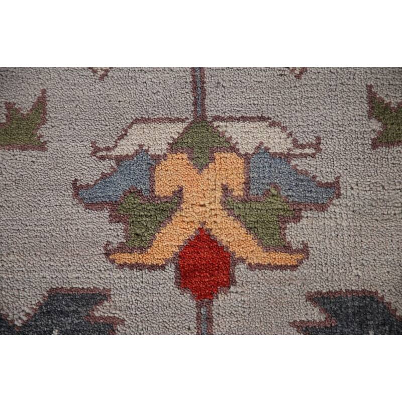 Gray Oushak Large Oriental Rug Hand-Knotted Wool Carpet - 11'10"x 14'10"